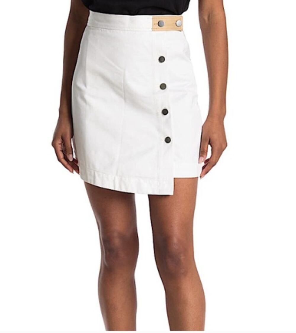 BLDWN NWT White Button Front Mini Alexis Skirt in Optic White // 2
